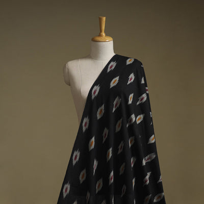 Black - cotton pochampally ikat fabric 19 - handcrafted