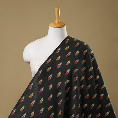 Black Cotton Pochampally Ikat Fabric 