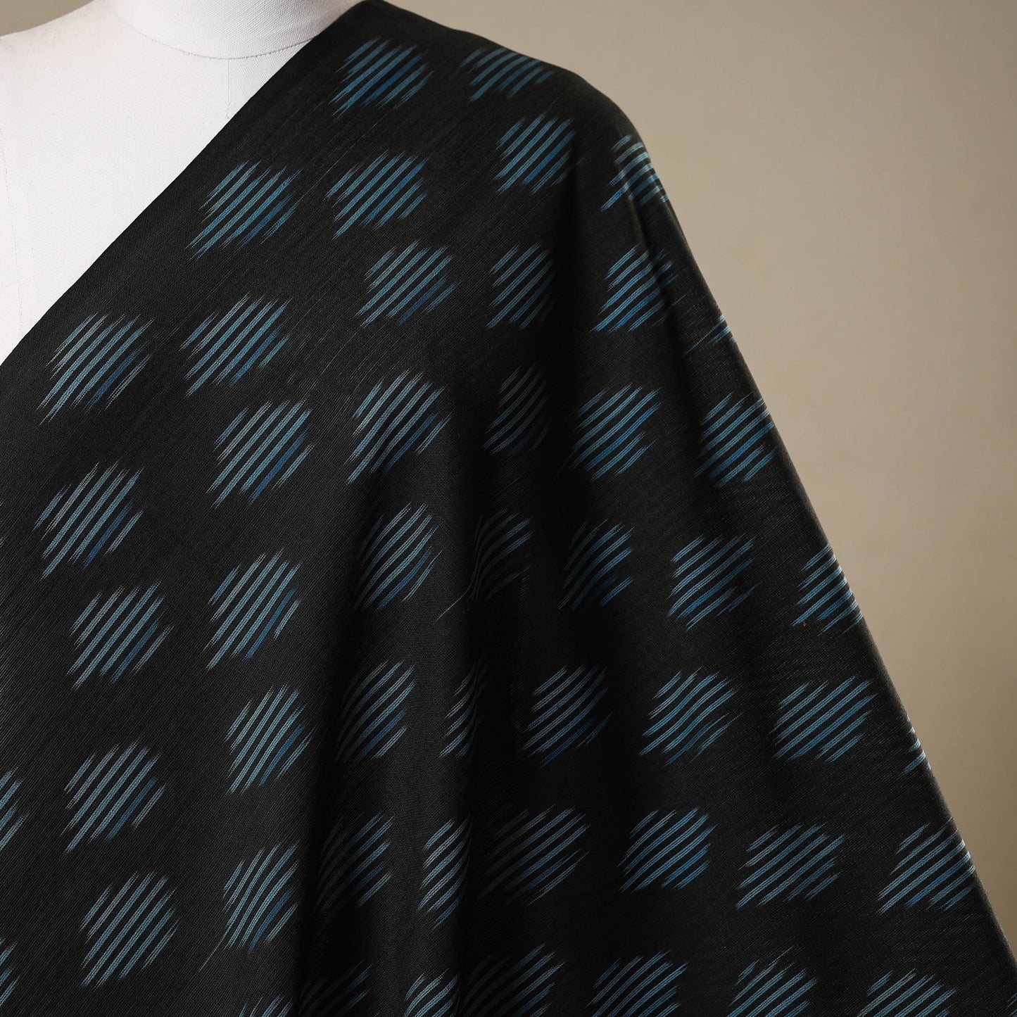 Black - cotton pochampally ikat fabric 23 - handcrafted