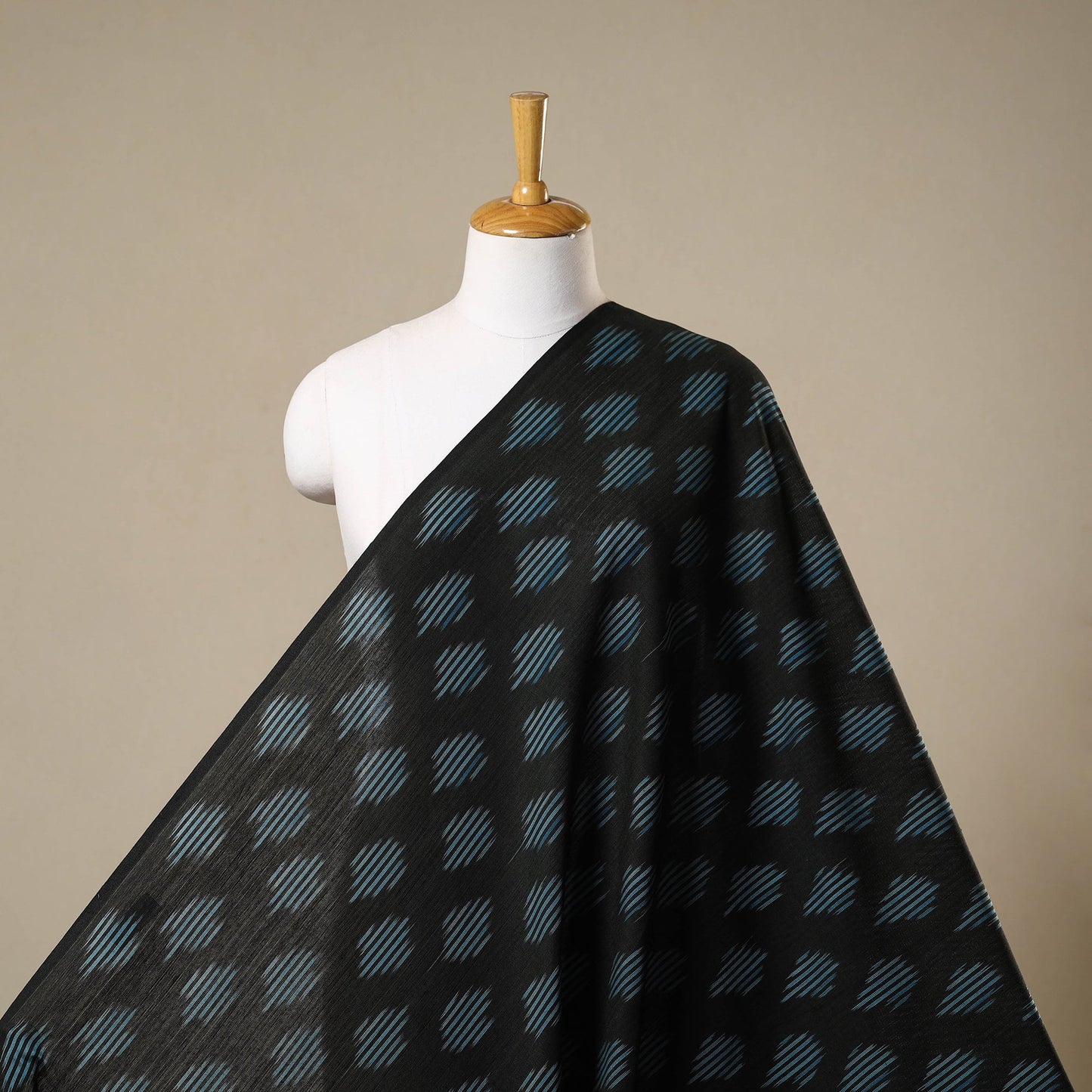 Black - cotton pochampally ikat fabric 23 - handcrafted