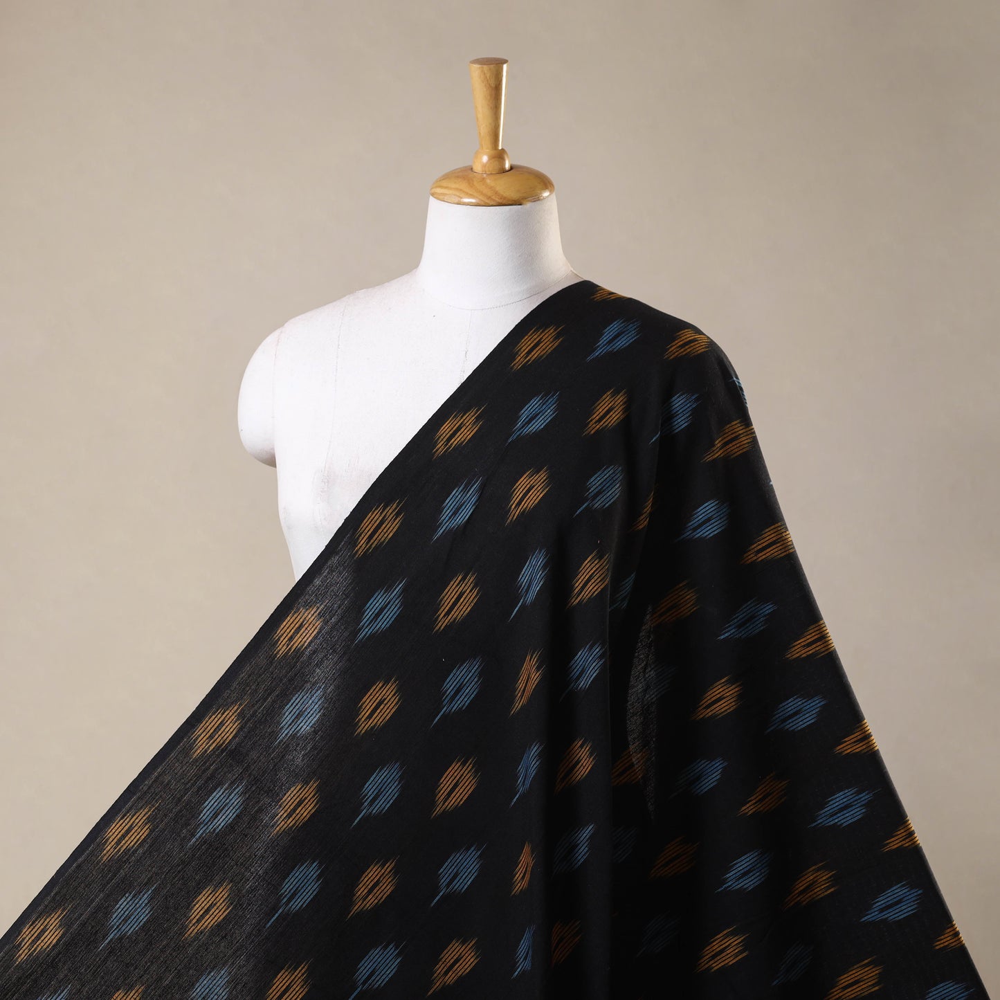 Black - cotton pochampally ikat fabric 25 - handcrafted