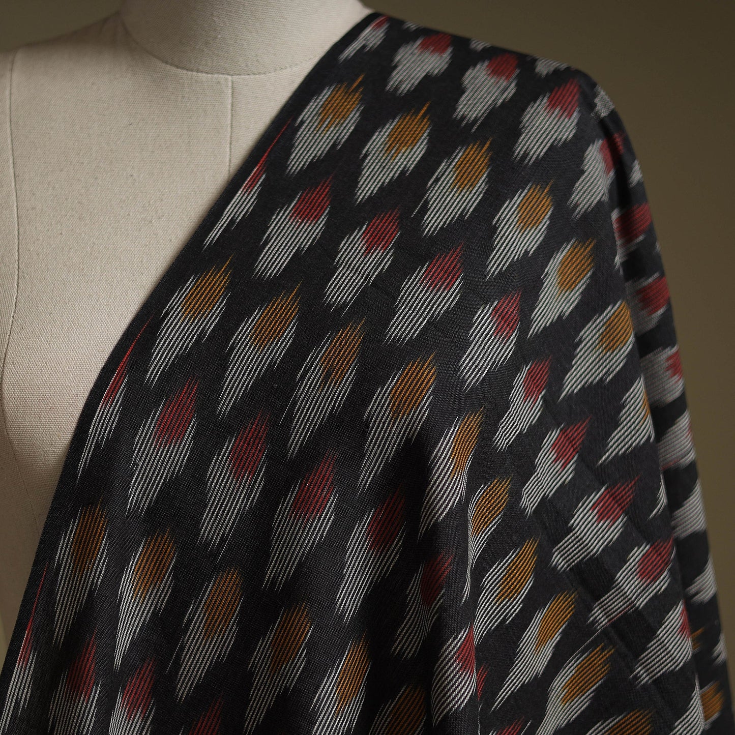 Black - cotton pochampally ikat fabric 26 - handcrafted