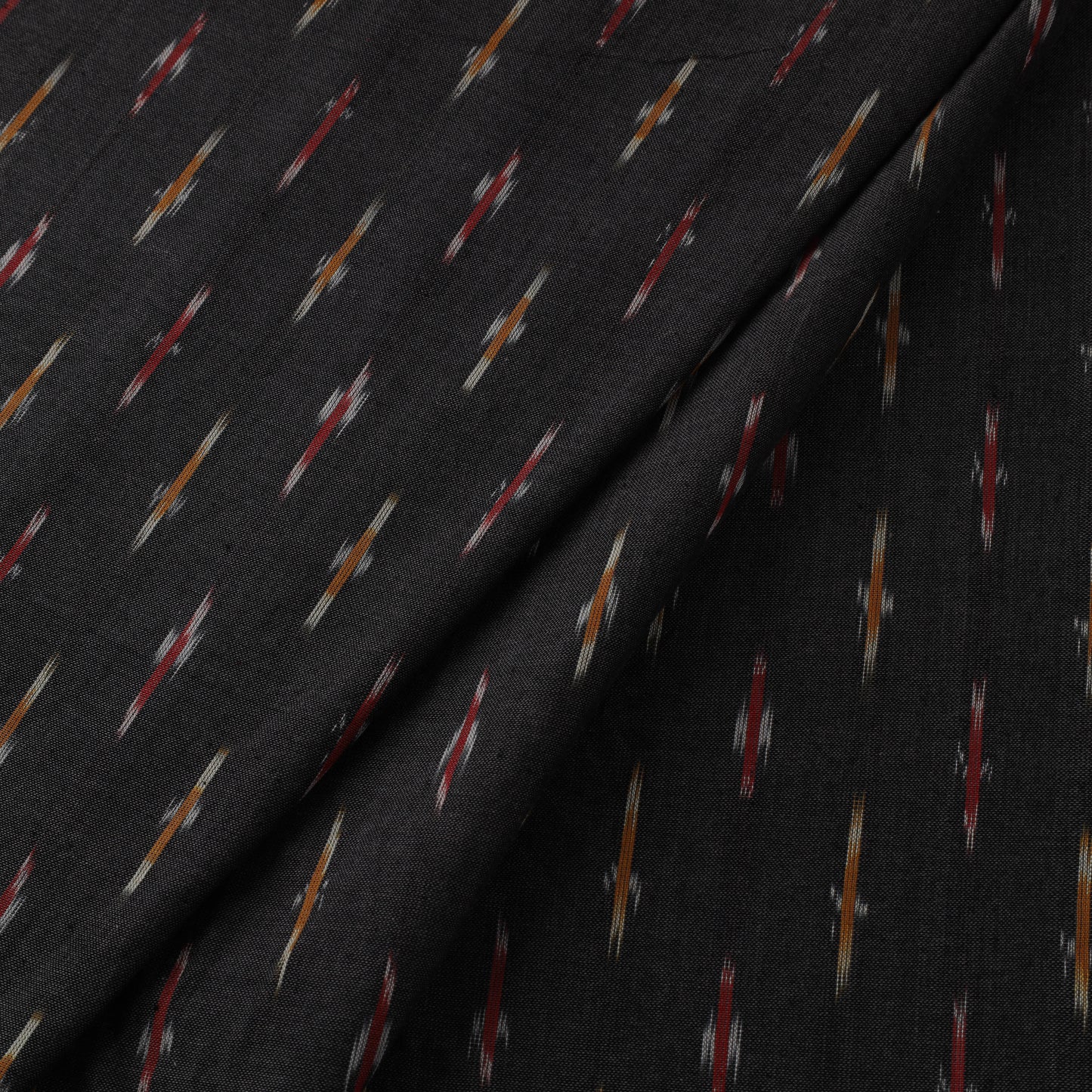 Black Cotton Pochampally Ikat Fabric