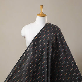 Black Cotton Pochampally Ikat Fabric