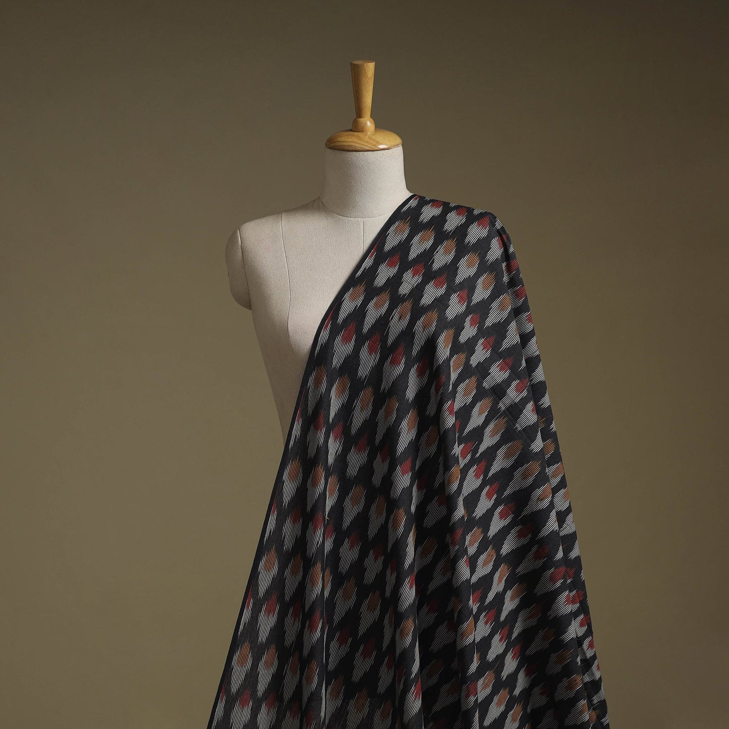 Black - cotton pochampally ikat fabric 26 - handcrafted