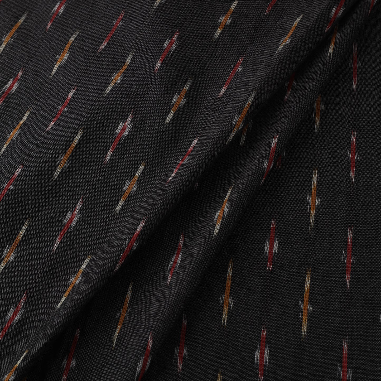 Black Cotton Pochampally Ikat Fabric