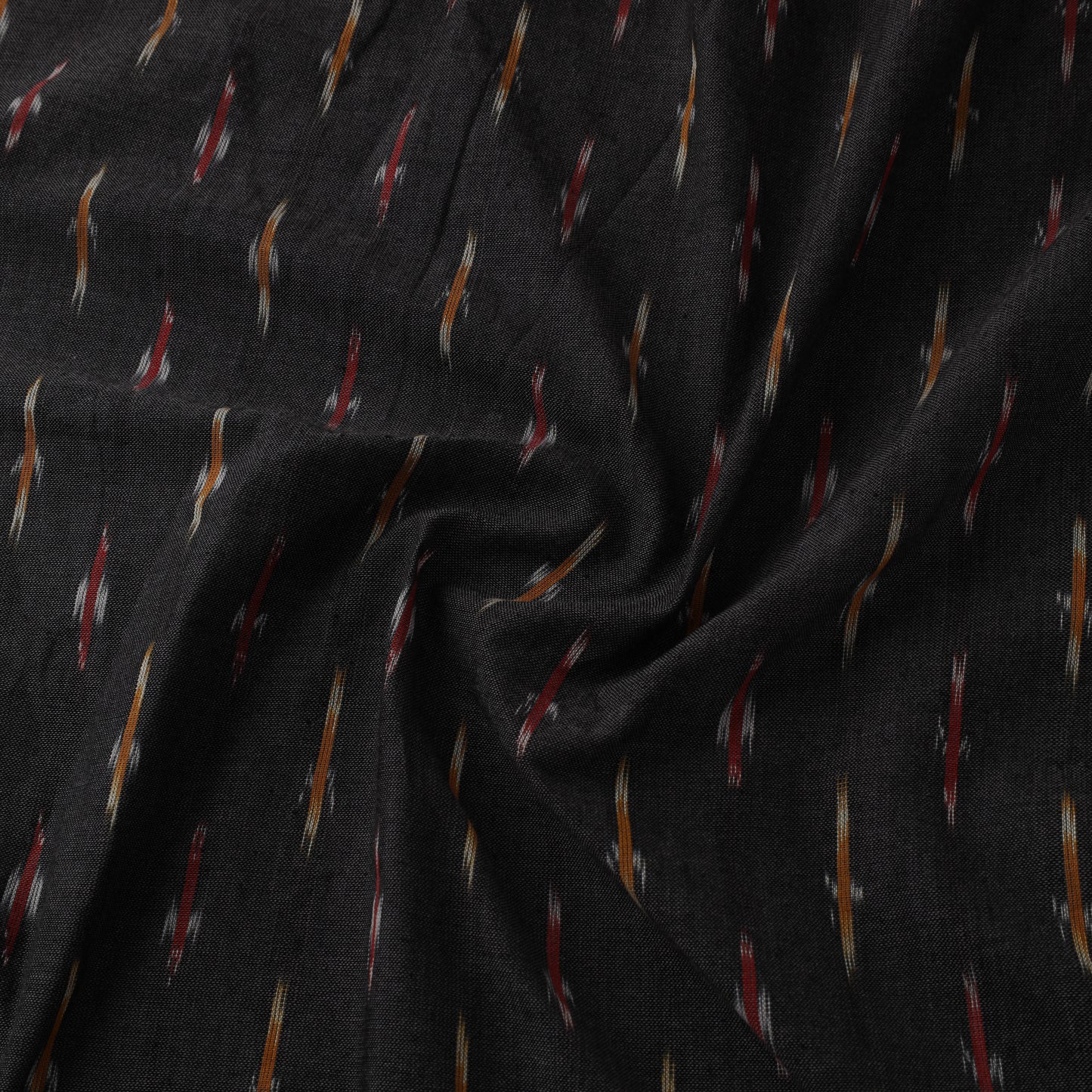 Black Cotton Pochampally Ikat Fabric