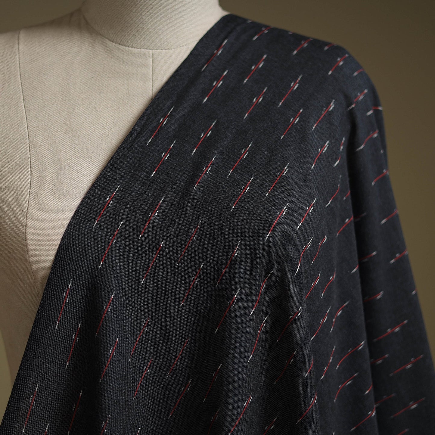 Black - cotton pochampally ikat fabric 30 - handcrafted