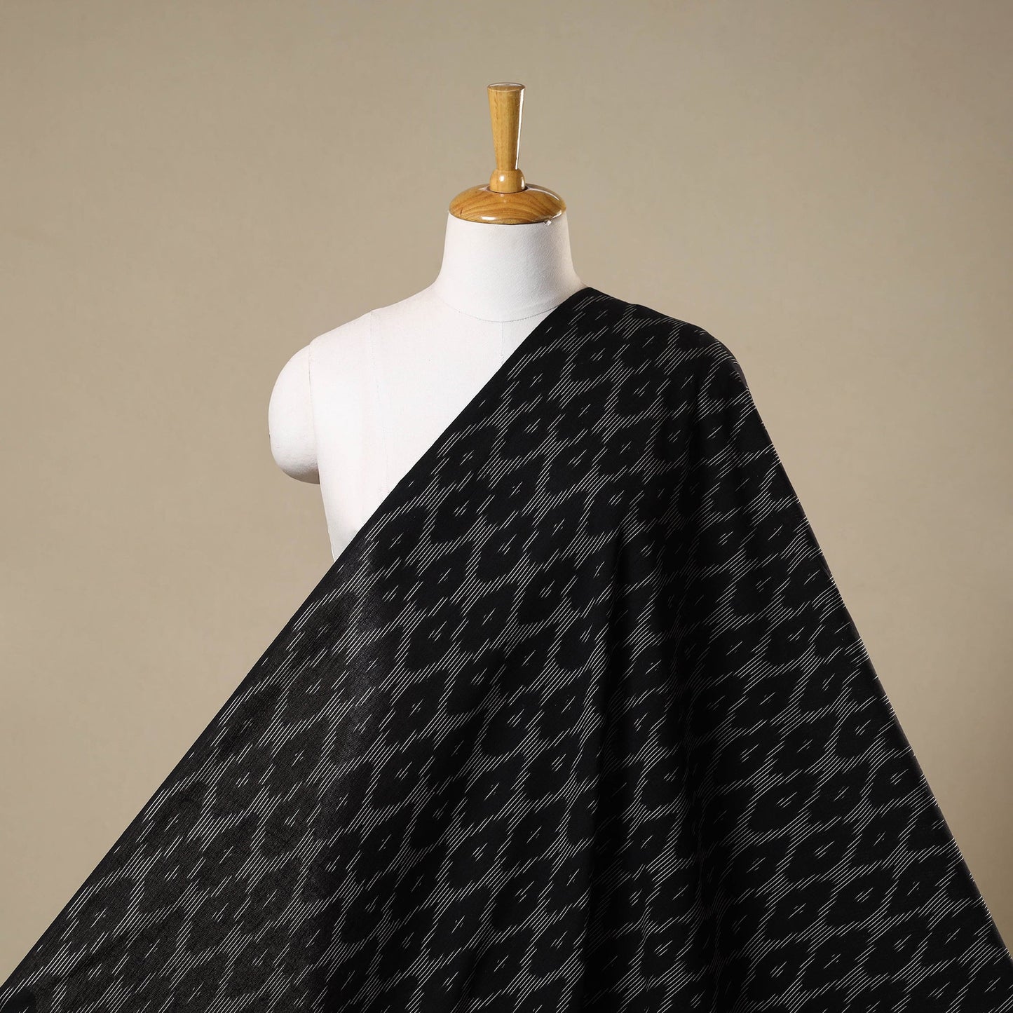 Black - cotton pochampally ikat fabric 30 - handcrafted