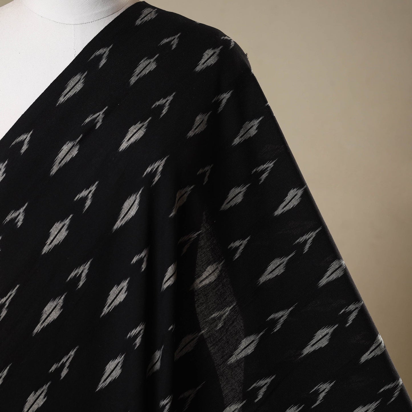 Black - cotton pochampally ikat fabric 37 - handcrafted