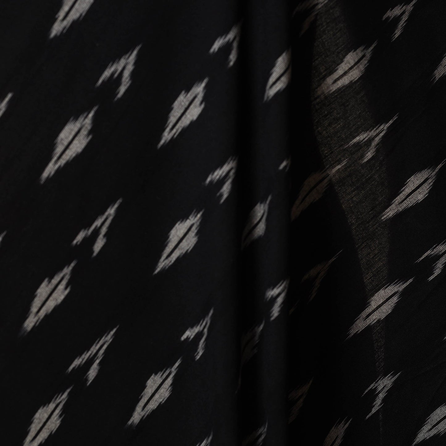 Black - cotton pochampally ikat fabric 37 - handcrafted