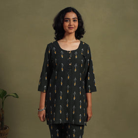 Black Cotton Pochampally Ikat Night Suit Set
