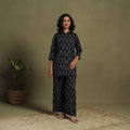 Black Cotton Pochampally Ikat Night Suit Set