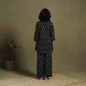 Black Cotton Pochampally Ikat Night Suit Set