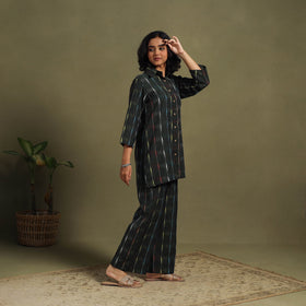 Black Cotton Pochampally Ikat Night Suit Set