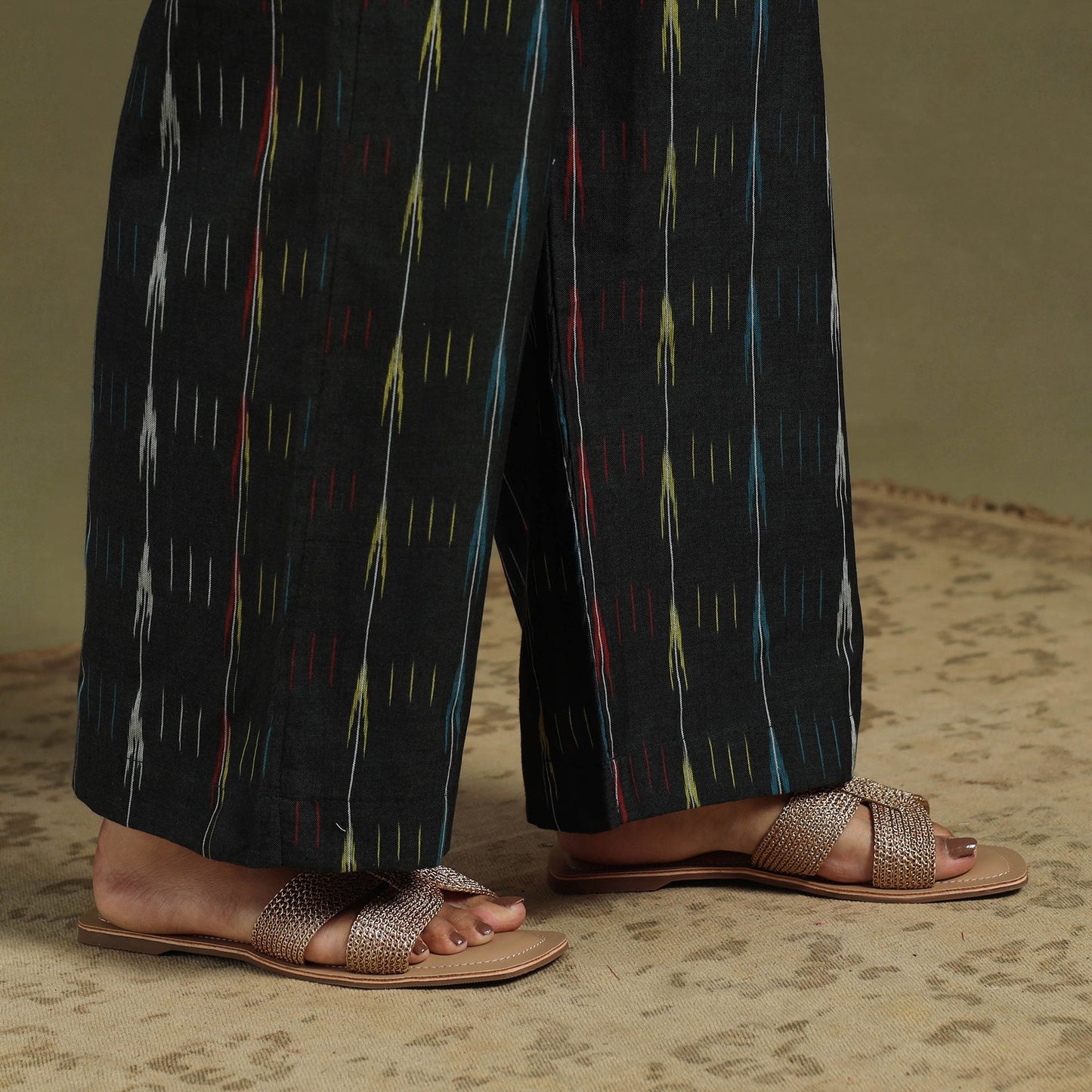 Black Cotton Pochampally Ikat Night Suit Set