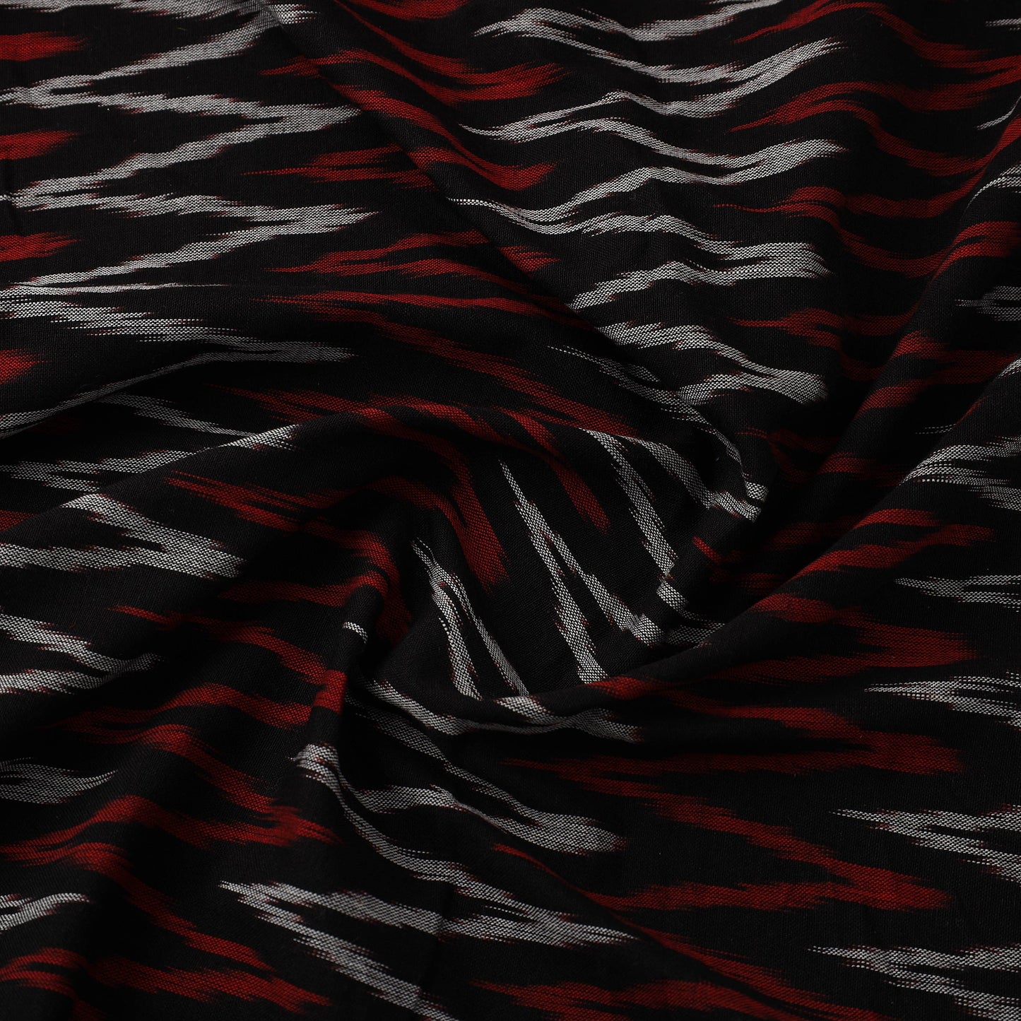 Buy Black Cotton Pochampally Weave Ikat Fabric