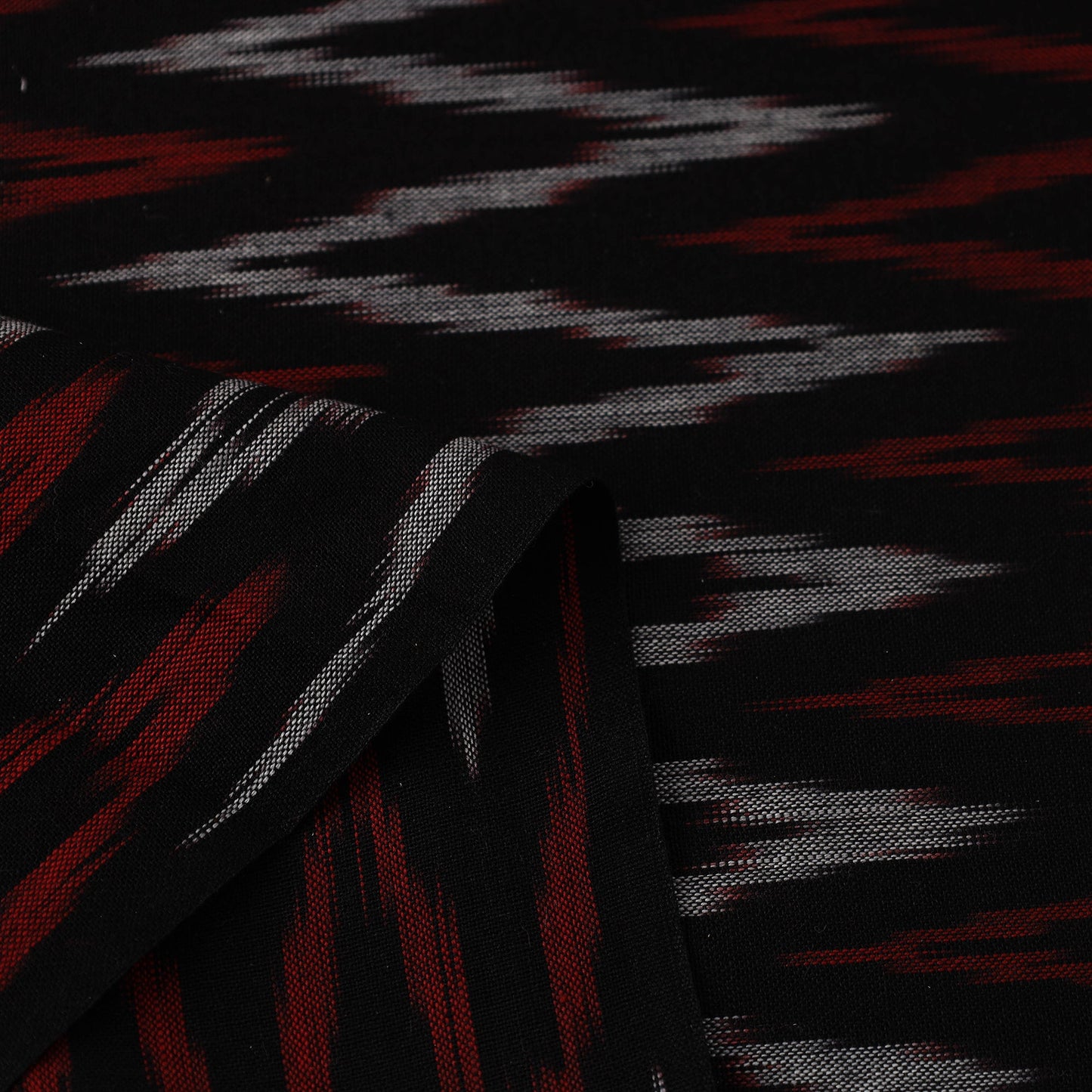 Buy Black Cotton Pochampally Weave Ikat Fabric