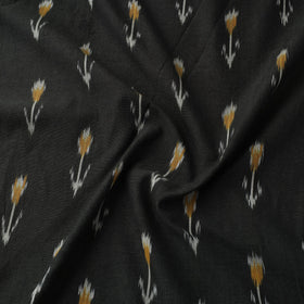 Black Handloom Cotton Pochampally Weave Ikat Fabric