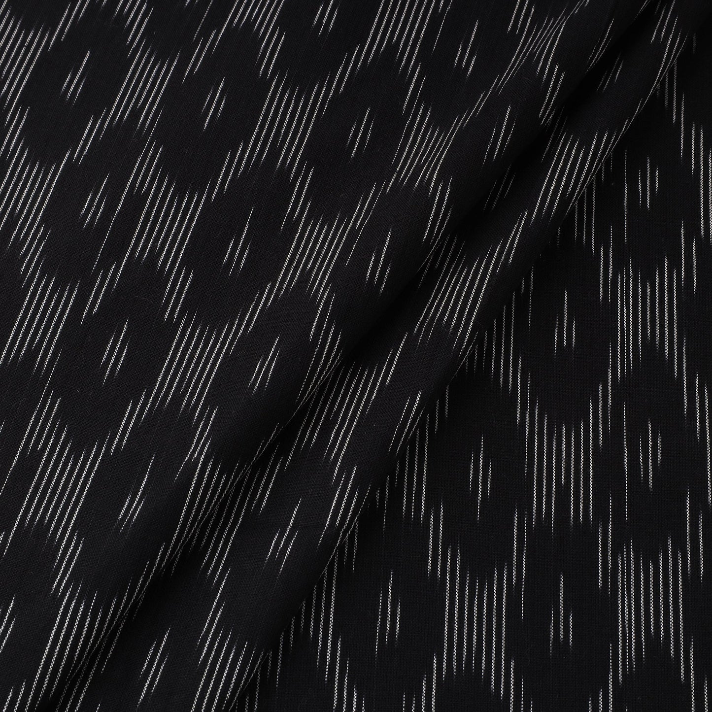 Black Handloom Cotton Pochampally Weave Ikat Fabric
