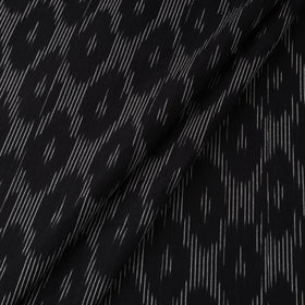 Black Handloom Cotton Pochampally Weave Ikat Fabric