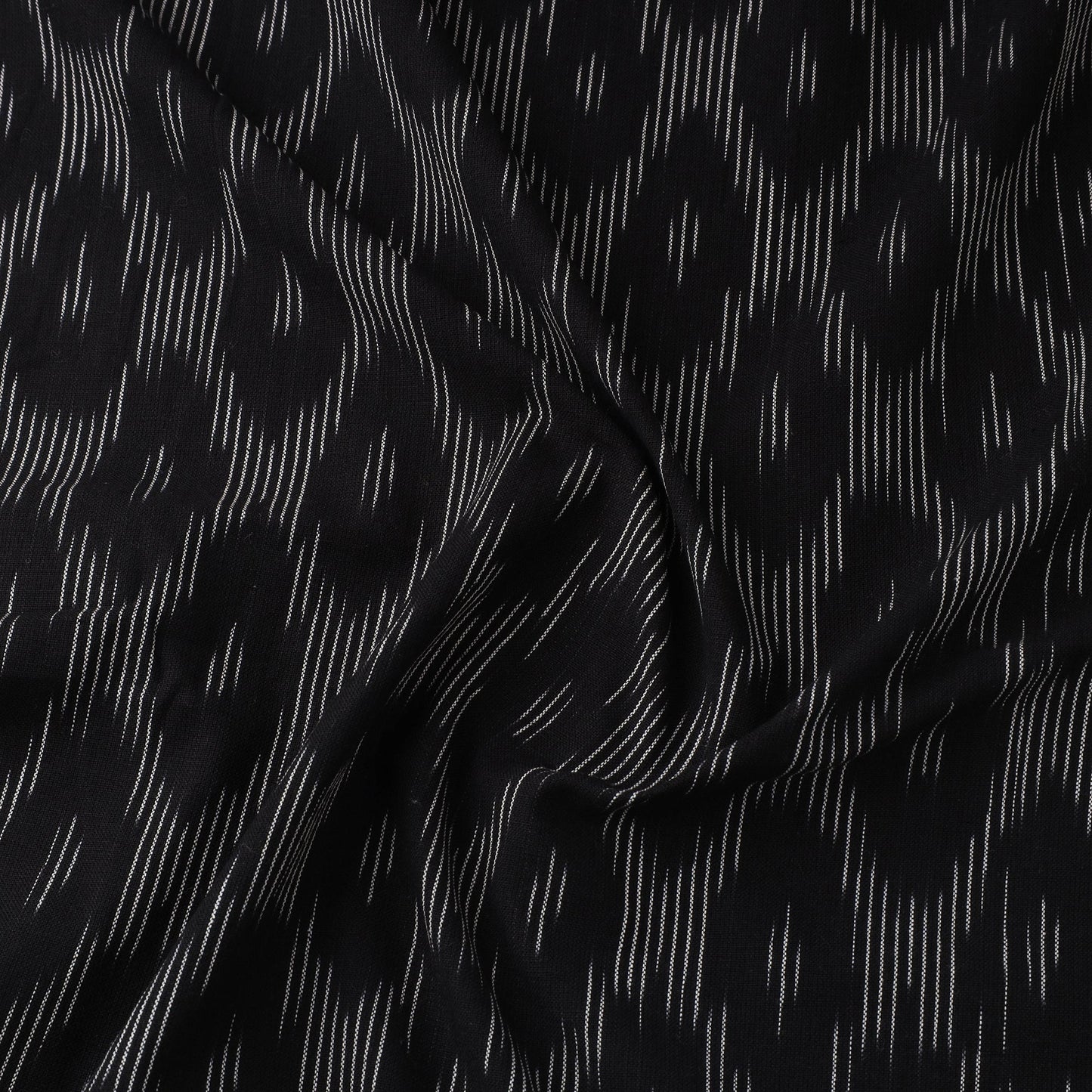 Black Handloom Cotton Pochampally Weave Ikat Fabric