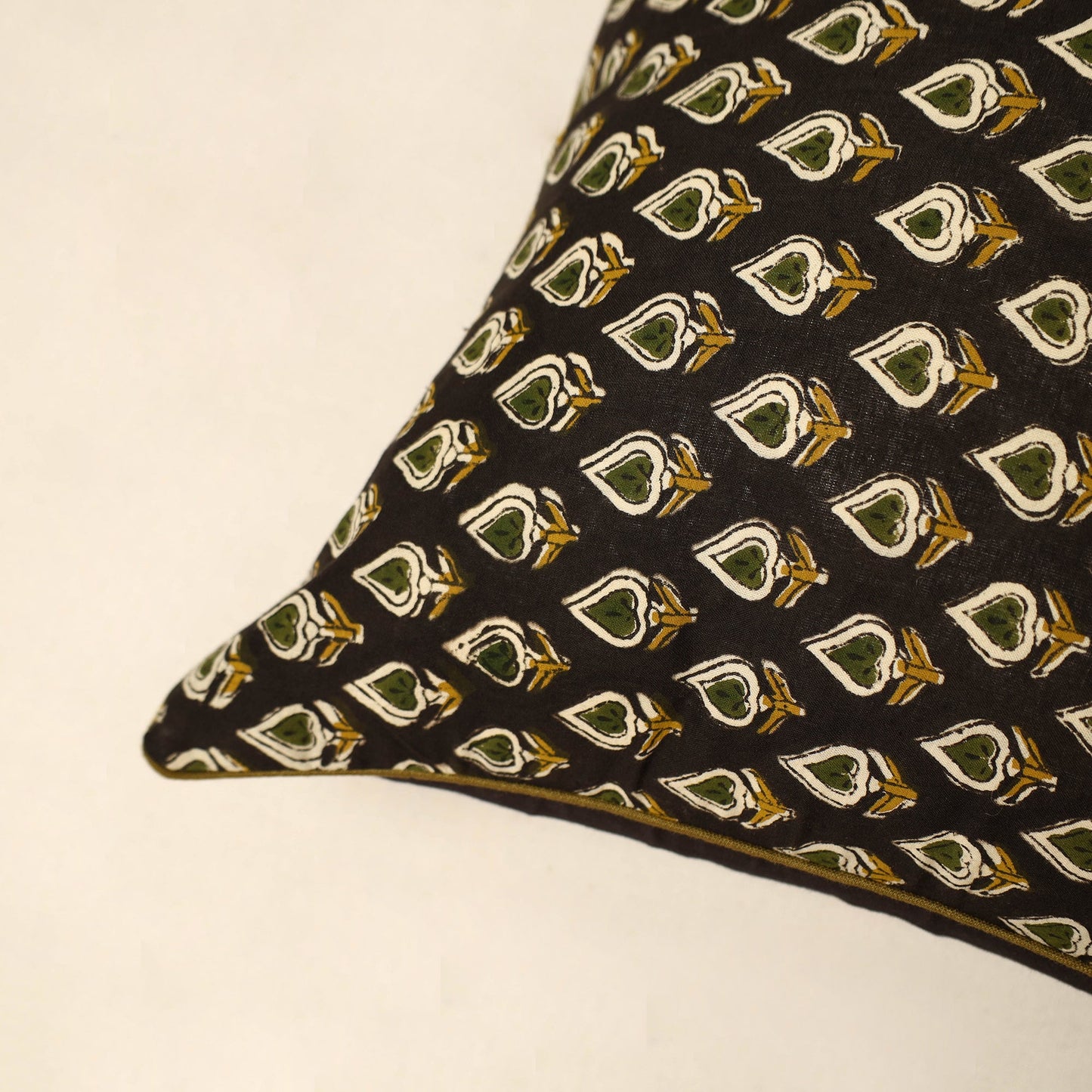 Black - Cotton Block Printed Bagru Cushion Cover (16 x 16 in) 18