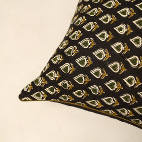 Black - Cotton Block Printed Bagru Cushion Cover (16 x 16 in) 18