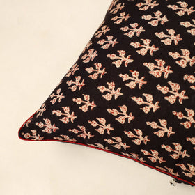 Black - Cotton Block Printed Bagru Cushion Cover (16 x 16 in) 19