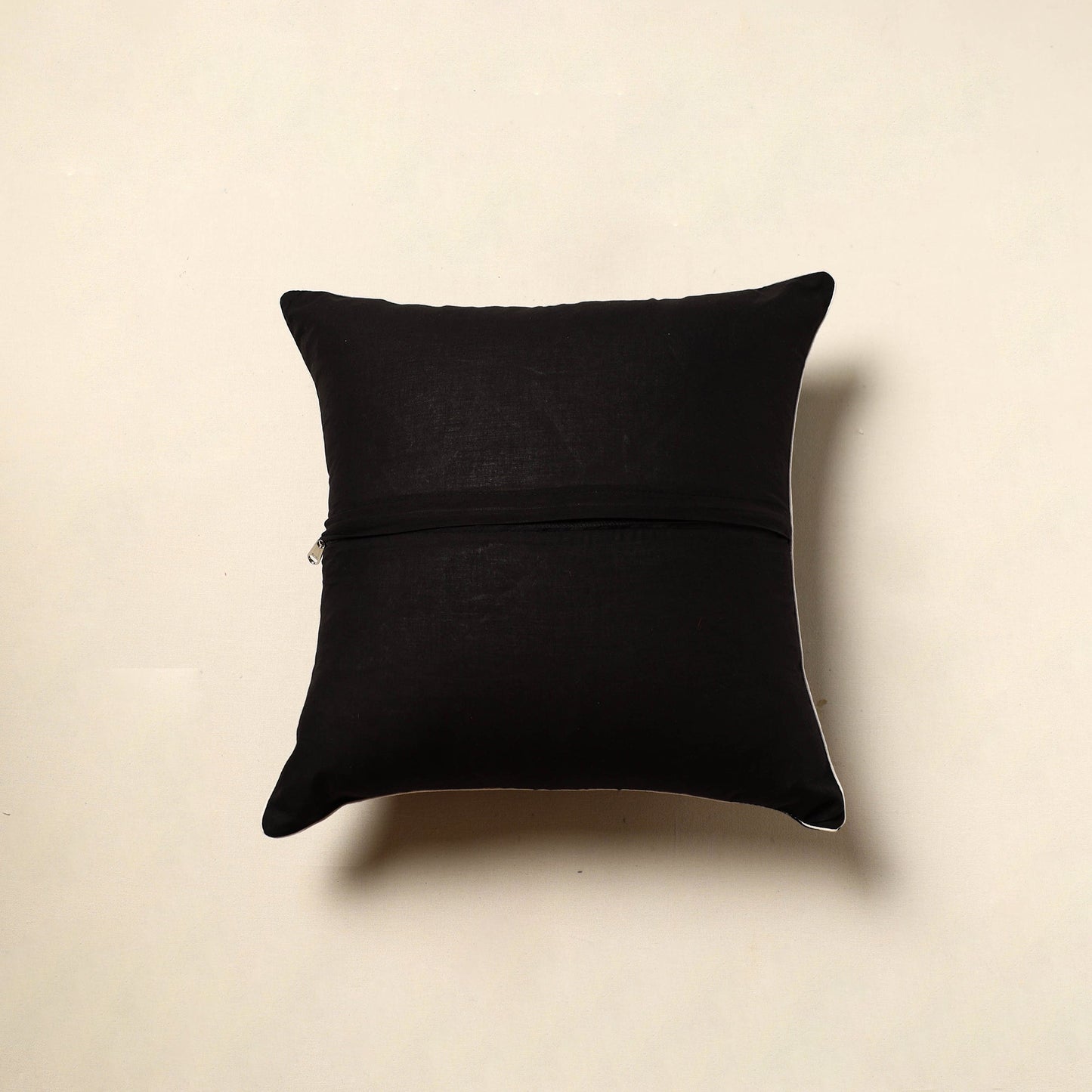 Black Cotton Pochampally Ikat Cushion Cover