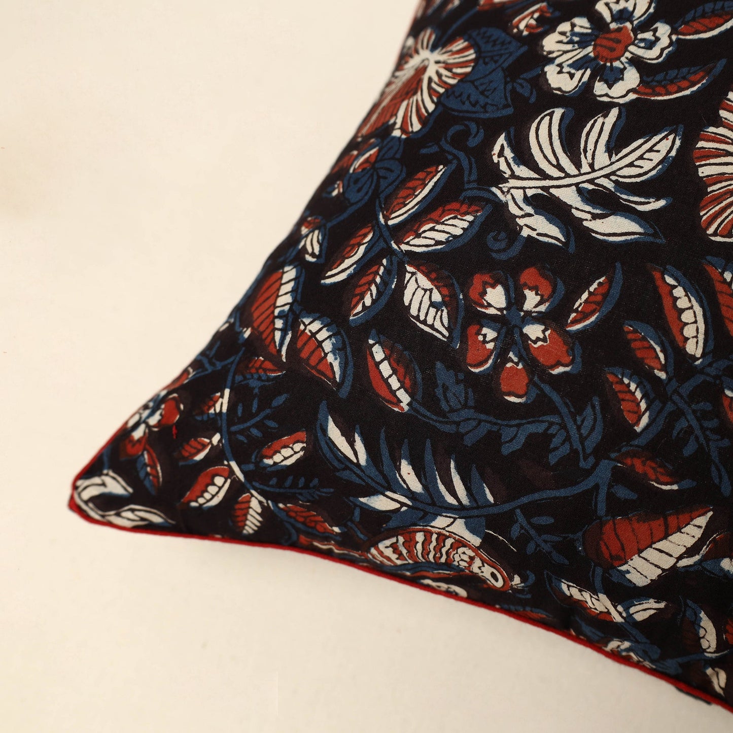 Cotton Block Printed Bagru Cushion Cover (16 x 16 in) 25