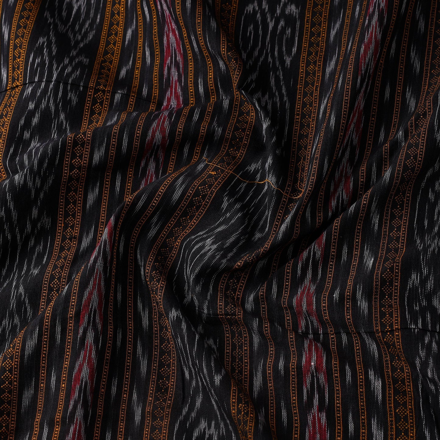 Black Cotton Sambalpuri Ikat Fabric