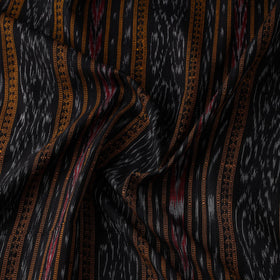 Black Cotton Sambalpuri Ikat Fabric