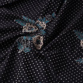 Black Block Print Cotton Sanganeri Fabric
