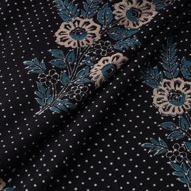 Black Block Print Cotton Sanganeri Fabric