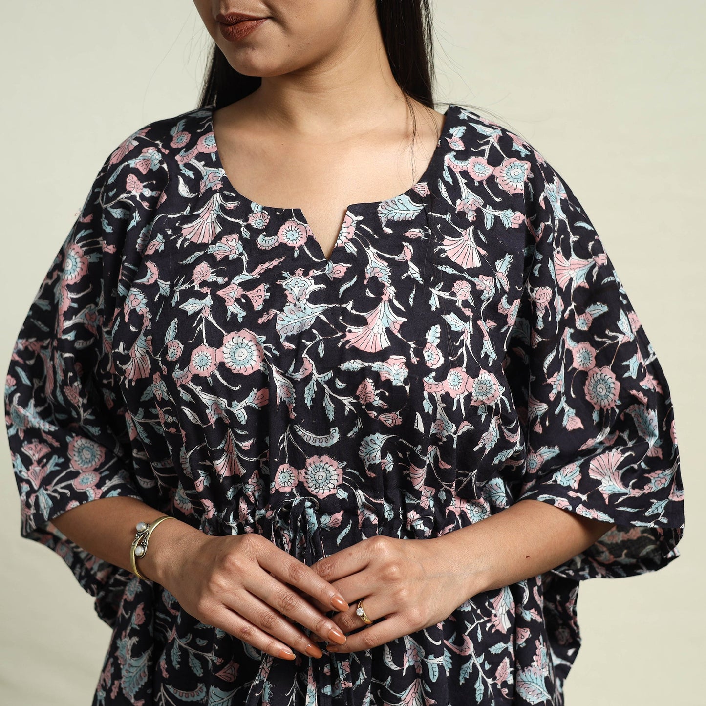  Cotton Black Sanganeri Block Print Night Suit Set 