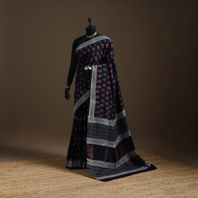 Black - cotton sanganeri saree 13 - handcrafted