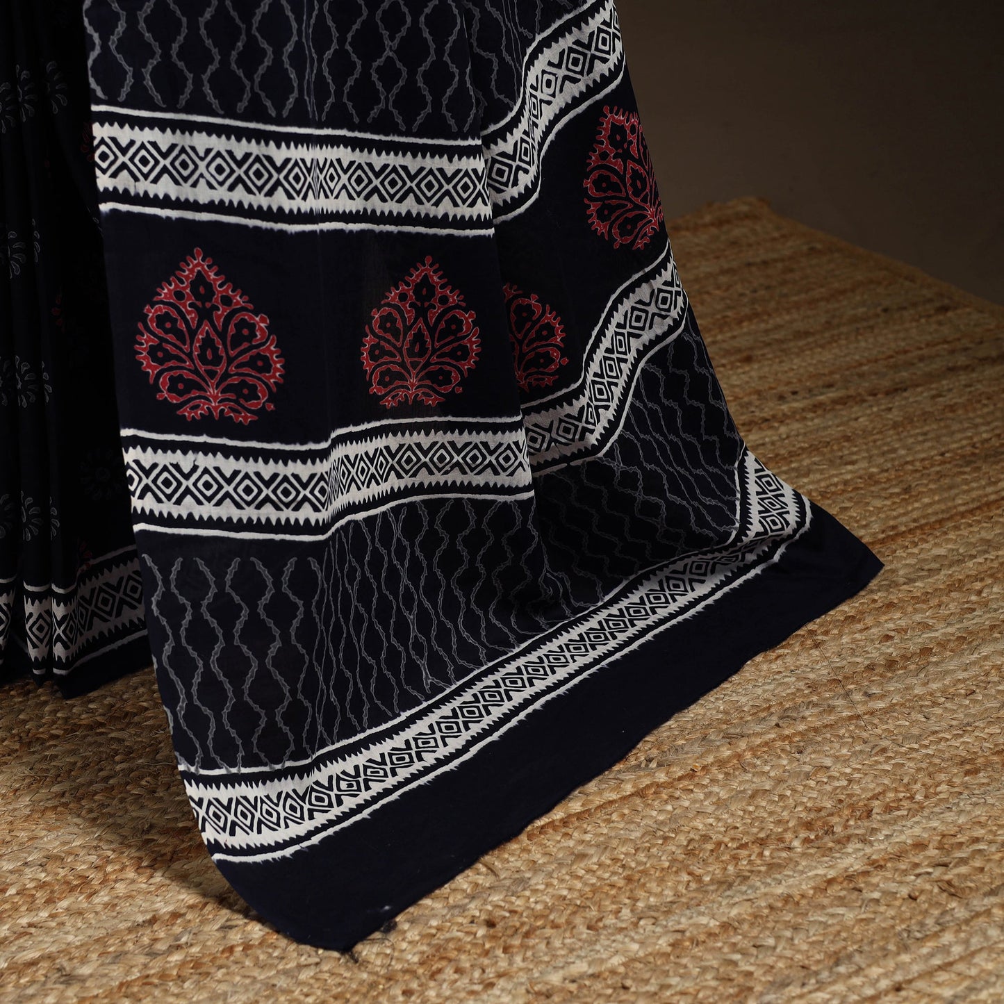 Black - cotton sanganeri saree 15 - handcrafted