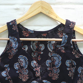 Black Block Print Cotton Stitched Ajrakh Blouse Online