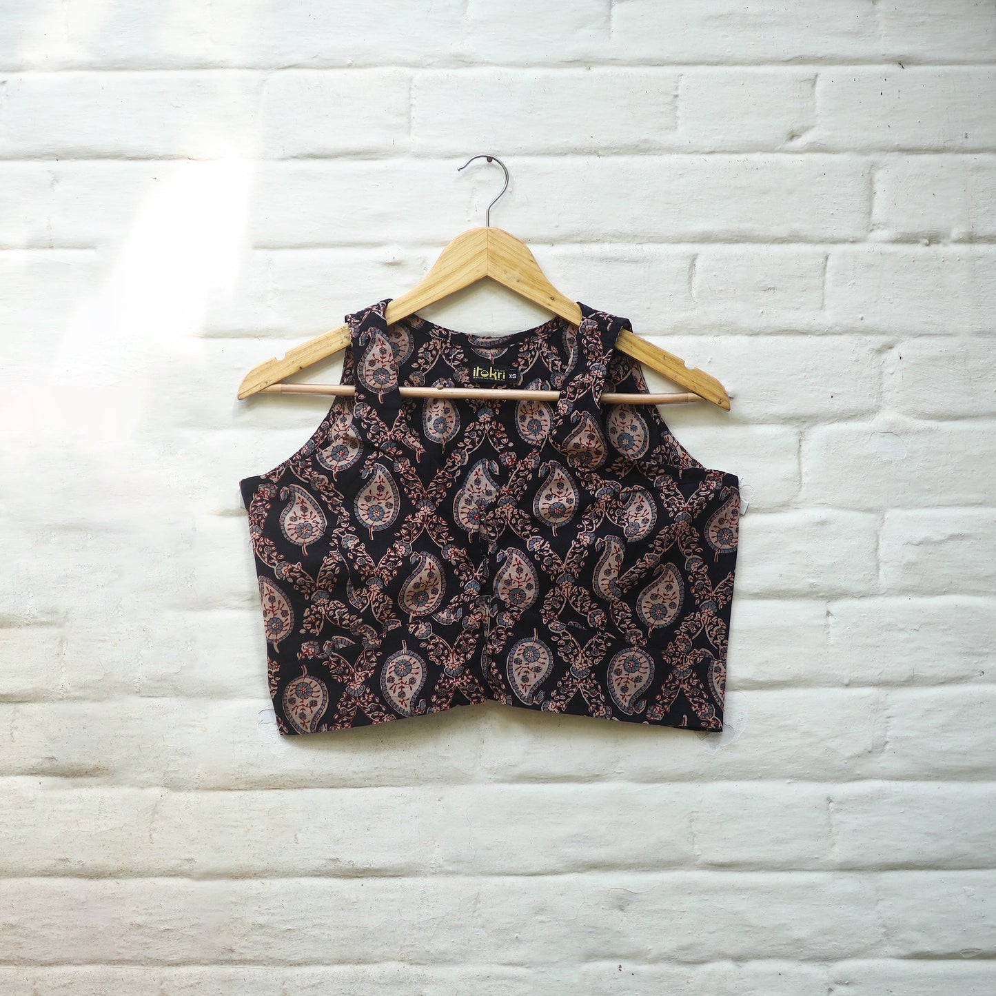 Black - cotton stitched blouse 09 - handcrafted