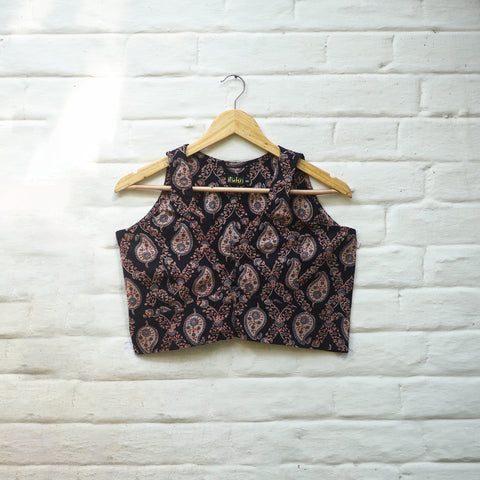 Black - cotton stitched blouse 09 - handcrafted