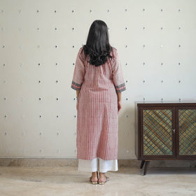  Black Block Print Cotton Straight Bagh Kurta for Women