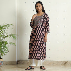  Black - Block Print Cotton Straight Bagh Kurta For Women
