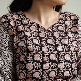 Black - cotton straight bagh kurta - handcrafted