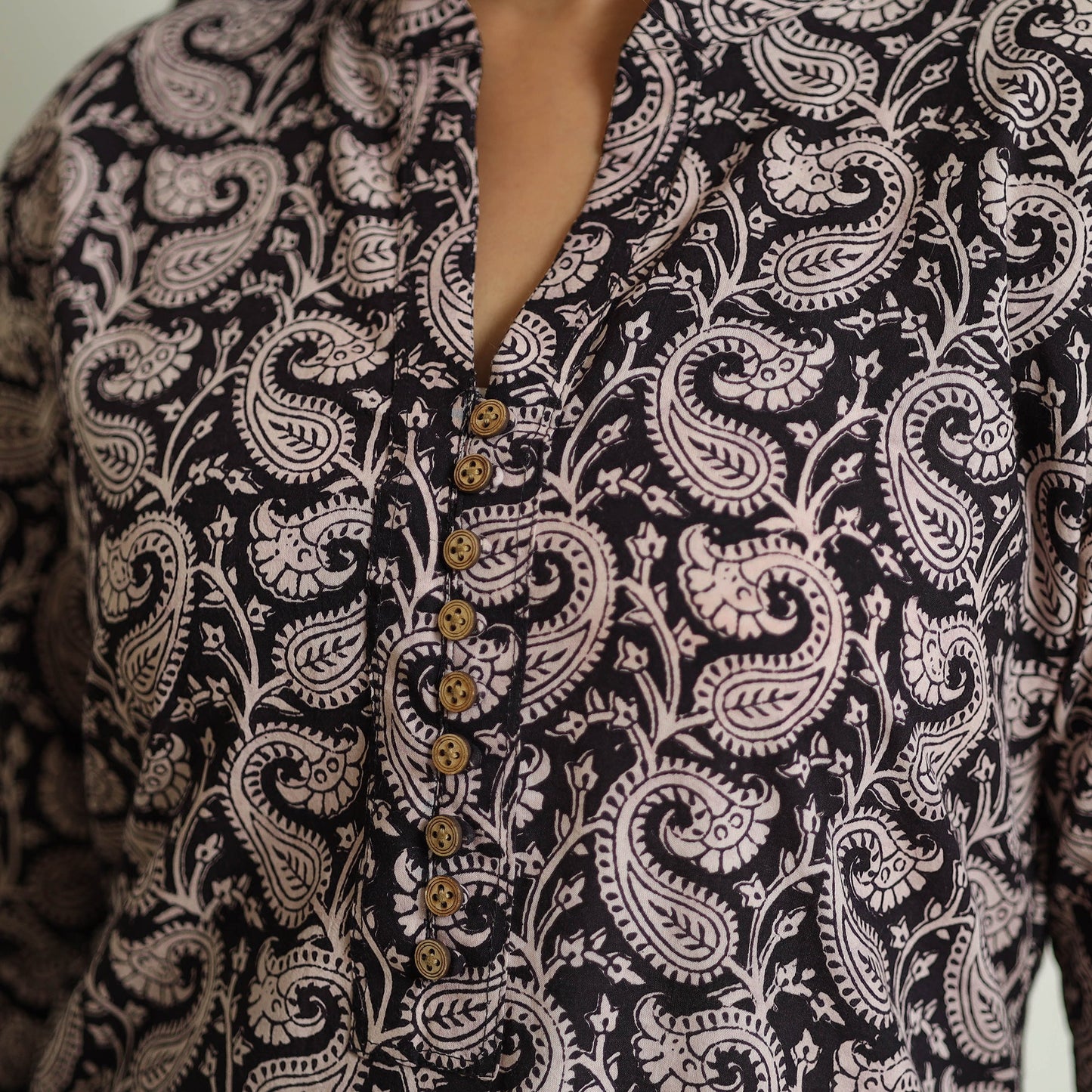 Buy Block Print Cotton Straight Bagh Kurta For Women