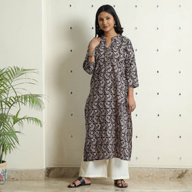 Buy Block Print Cotton Straight Bagh Kurta For Women