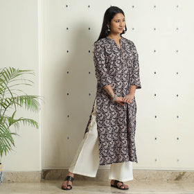 Buy Block Print Cotton Straight Bagh Kurta For Women