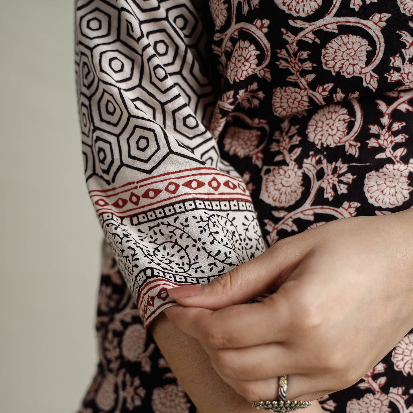 Black - cotton straight bagh kurta - handcrafted