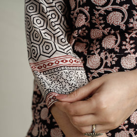 Black - cotton straight bagh kurta - handcrafted