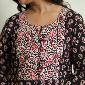 Buy Black - Block Print Cotton Straight Bagh Kurta For Women